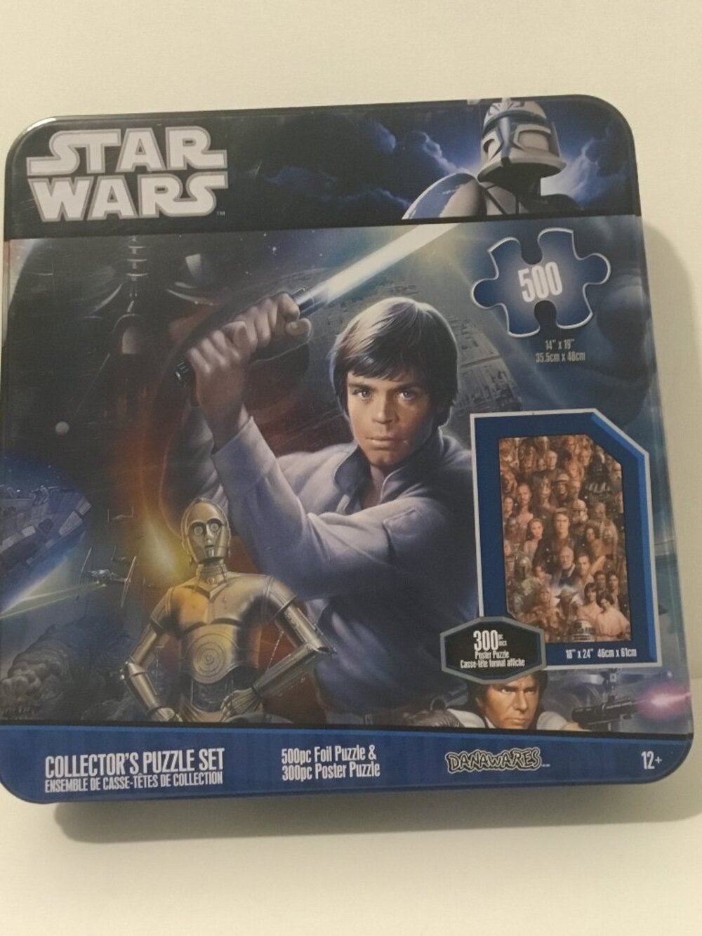 Star Wars 500 Piece Foil Puzzle & 300 Piece Puzzle Collectors Tin-new, open box